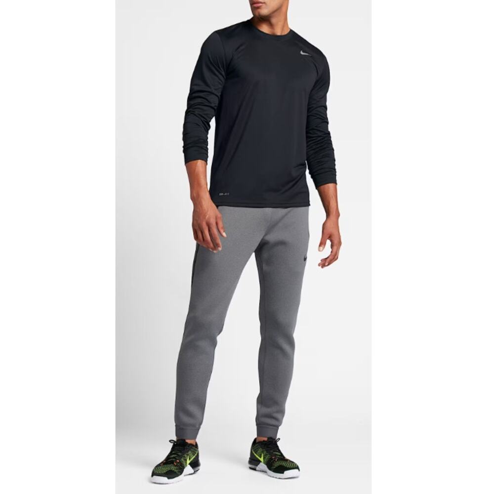 Nike Men's Black Matte Silver Long-Sleeve Dri-FIT Training T-Shirt Size L